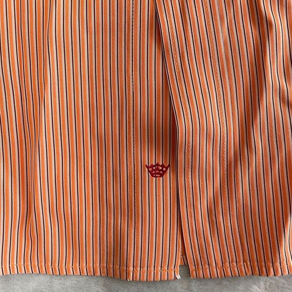 Reunion Shirt Mens 2XL XXL Orange Striped Modal Blend Button Up Hong Kong * - Picture 5 of 9
